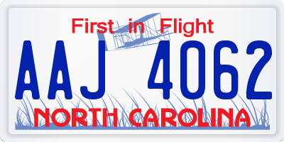 NC license plate AAJ4062