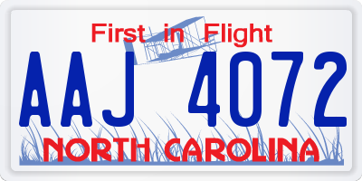 NC license plate AAJ4072