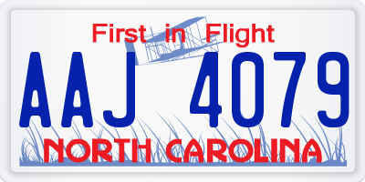 NC license plate AAJ4079