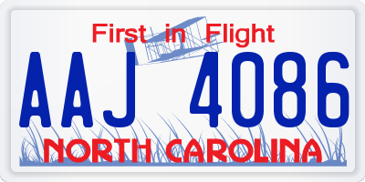 NC license plate AAJ4086