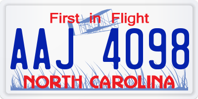 NC license plate AAJ4098