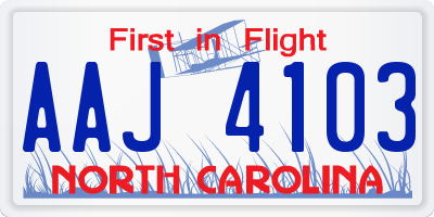 NC license plate AAJ4103