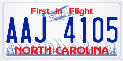 NC license plate AAJ4105