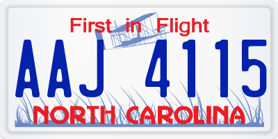 NC license plate AAJ4115