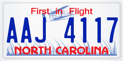 NC license plate AAJ4117