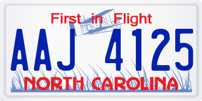 NC license plate AAJ4125