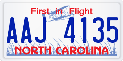 NC license plate AAJ4135