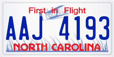 NC license plate AAJ4193