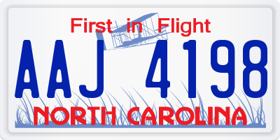 NC license plate AAJ4198