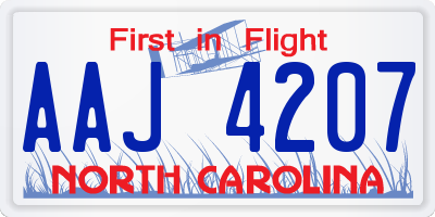 NC license plate AAJ4207