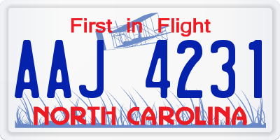 NC license plate AAJ4231