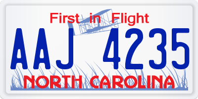 NC license plate AAJ4235