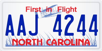 NC license plate AAJ4244