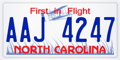 NC license plate AAJ4247