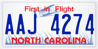 NC license plate AAJ4274