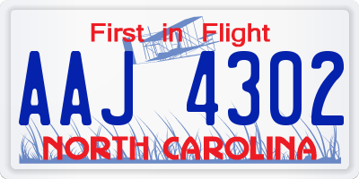 NC license plate AAJ4302