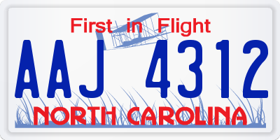 NC license plate AAJ4312