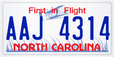 NC license plate AAJ4314