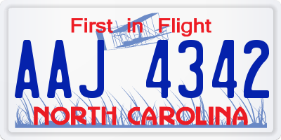 NC license plate AAJ4342