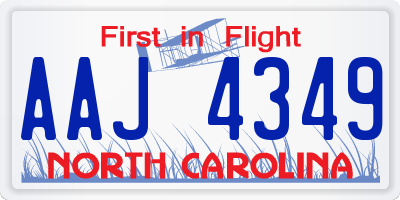 NC license plate AAJ4349