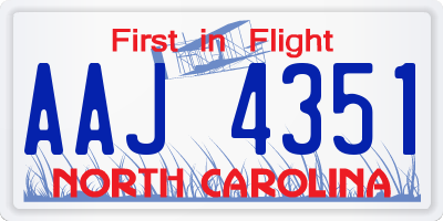 NC license plate AAJ4351