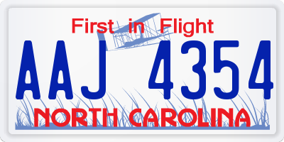 NC license plate AAJ4354