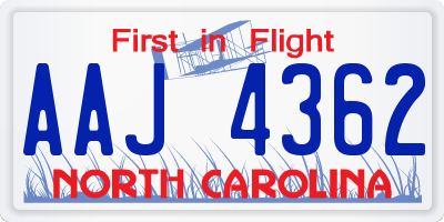 NC license plate AAJ4362