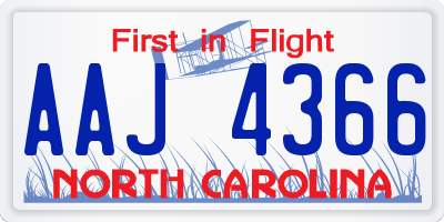 NC license plate AAJ4366