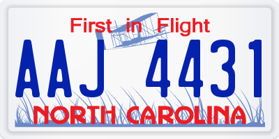 NC license plate AAJ4431