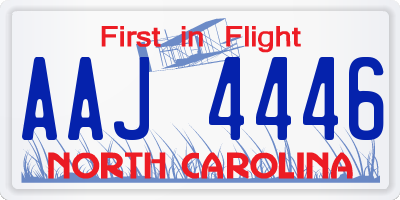 NC license plate AAJ4446