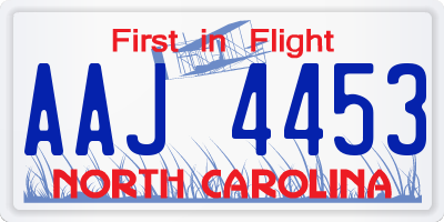 NC license plate AAJ4453