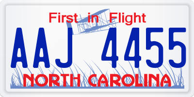 NC license plate AAJ4455