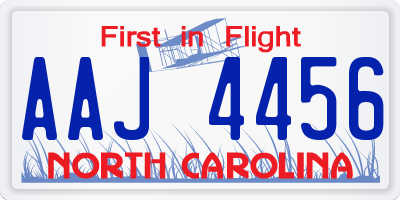 NC license plate AAJ4456