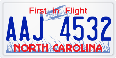 NC license plate AAJ4532