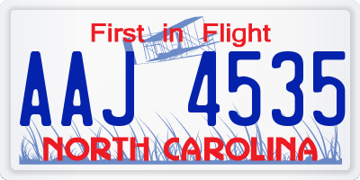 NC license plate AAJ4535