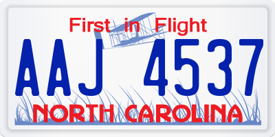 NC license plate AAJ4537