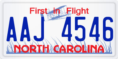 NC license plate AAJ4546