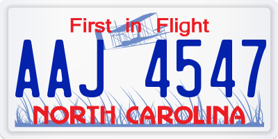 NC license plate AAJ4547