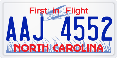 NC license plate AAJ4552