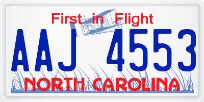 NC license plate AAJ4553