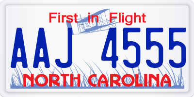 NC license plate AAJ4555