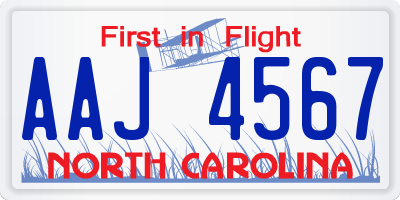 NC license plate AAJ4567
