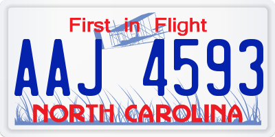 NC license plate AAJ4593