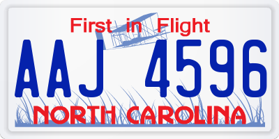 NC license plate AAJ4596