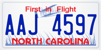 NC license plate AAJ4597