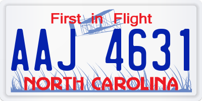 NC license plate AAJ4631