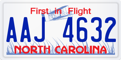 NC license plate AAJ4632