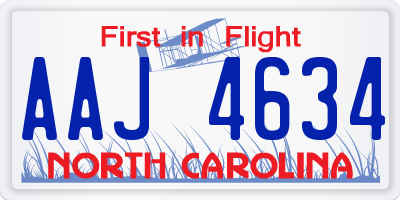 NC license plate AAJ4634