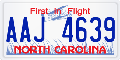 NC license plate AAJ4639