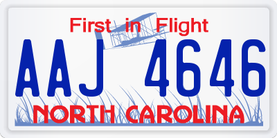 NC license plate AAJ4646